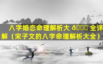 八字婚恋命理解析大 🐎 全详解（宋子文的八字命理解析大全）